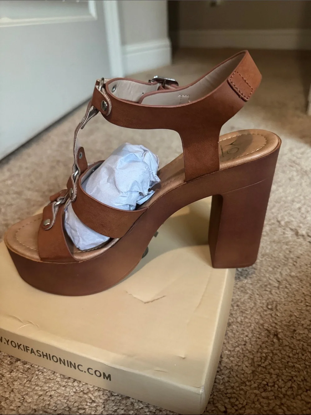 Louise-72 Platform Sandals in Rust - Women's